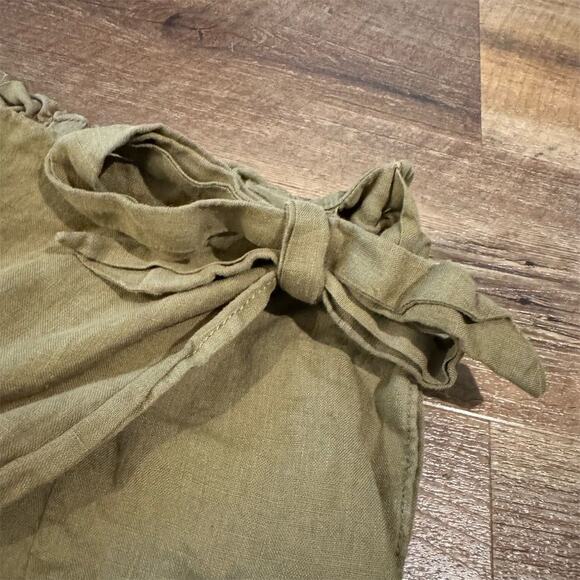 Christian Siriano M Olive 100% Linen Faux Wrap Skort Pockets Boho Preppy READ - Picture 3 of 10